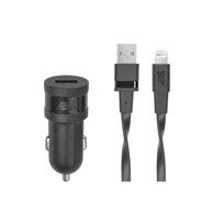 RIVAPOWER auto punjač 1xUSB + Lightning kabel, crni
