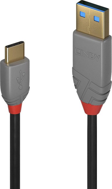 LINDY USB-A na USB-C kabel 36885, USB 2.0, 0,5 m, crno-sivi
