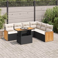 7-dijelni set vrtnih sofa od poliratana s jastucima crni bagrem
