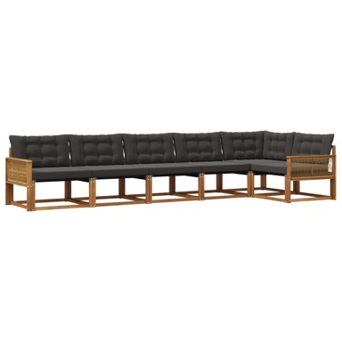 Set vanjskih sofa 6-dijelni s jastukom, prirodna/crna