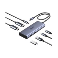 UGREEN 7-portni USB-C HUB (2× USB-A 3.2, 2× USB-C 3.2, 1× USB-C za napajanje, 2× HDMI 60 Hz, 1× HDMI), sivi