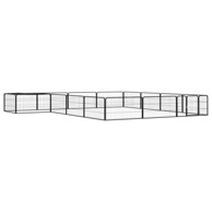 Ograda za pse s 16 panela crna 100 x 50 cm čelik obložen prahom