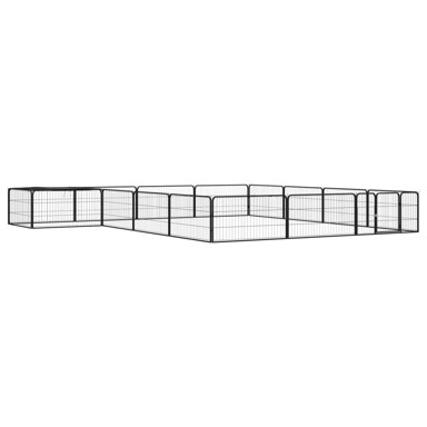 Ograda za pse s 16 panela crna 100 x 50 cm čelik obložen prahom