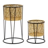 MAURO FERRETTI Set stalka za žardinjere Leavy, 2 kom, 40 cm, zlatna boja