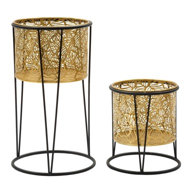 MAURO FERRETTI Set stalka za žardinjere Leavy, 2 kom, 40 cm, zlatna boja