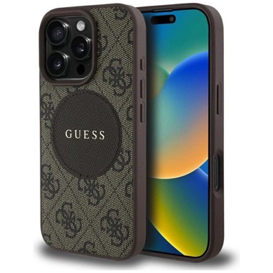 Guess 4G Circle Classic Logo MagSafe maskica za iPhone 16 Pro, smeđa