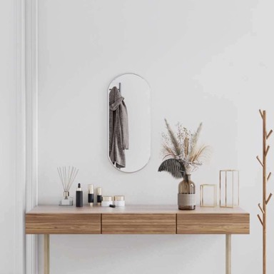 Zidno ogledalo, 70 x 30 cm, ovalno, srebrno