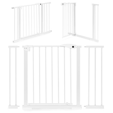 ECOTOYS Sigurnosna ograda za stepenice i vrata, 74-105 cm, čelik, dodatni paneli, bijela
