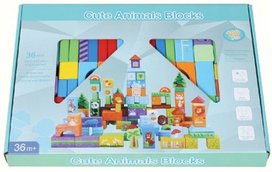 Drveni šareni blokovi, sa motivima životinja, 100 elemenata