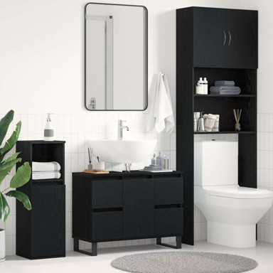 Kupaonski ormar ispod lavabo-umivaonika, 80x33x60 cm, crni hrast, konstruirano drvo