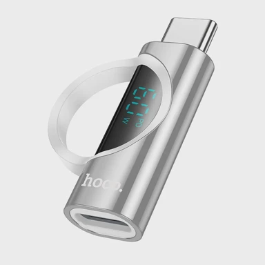 HOCO Adapter Type-C (muški) na Lightning (ženski) sa zaslonom 3A 60W, UA32A, srebrni