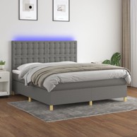 Krevet box spring s madracem LED tamnosivi 160x200 cm tkanina