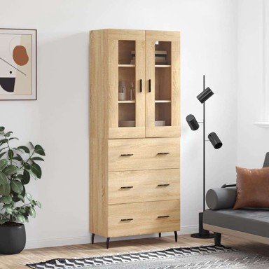 Visoka komoda hrasta sonome 69 5x34x180cm od konstruiranog drva , ladice