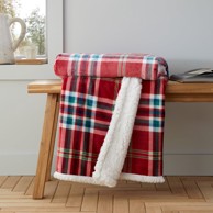  CATHERINE LANSFIELD Crvena deka od sherpa flisa, 130x170 cm, Kelso Check
