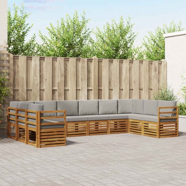 Set sofa 10 kom, akacija, prirodna/svijetlo siva
