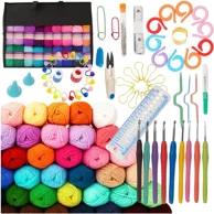 Set za heklanje u vrećici XXL - 113 kom. (Heklane igle 2,0–6,0 mm + 40 konaca za heklanje)