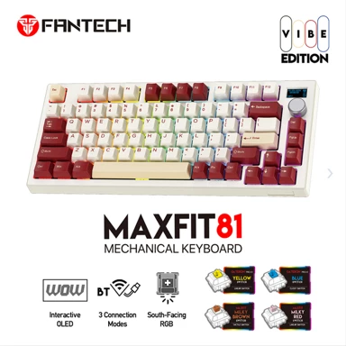 FANTECH Bežična gaming mehanička tipkovnica Max Fit 81, Milky crveni switch