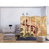 Japanski paravan Istrošene figure – oblici u tehnici vapnenog premaza u toplim bojama 225x172 cm