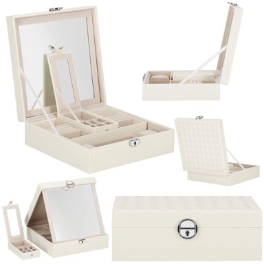SPRINGOS Kutija za nakit 25,3x25,3x8,5 cm, svijetlo krem