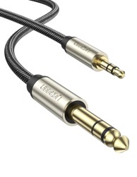 UGREEN Audio kabel 10625, 2 x 6.35 mm na 3.5 mm, 1 m, crni