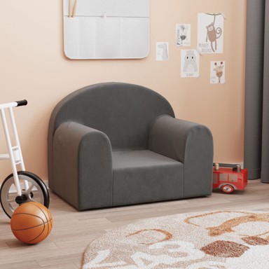 Dječja sofa, pliš, svjetlosiva