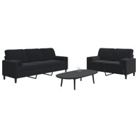 2-dijelni set sofa s jastucima crni baršunasti