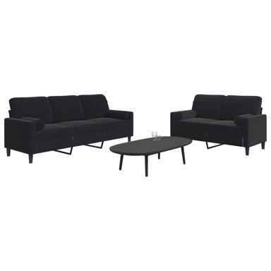 2-dijelni set sofa s jastucima crni baršunasti