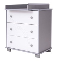 DREWEX Komoda Zvjezdice, srebrna/bijela