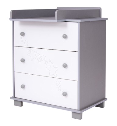 DREWEX Komoda Zvjezdice, srebrna/bijela