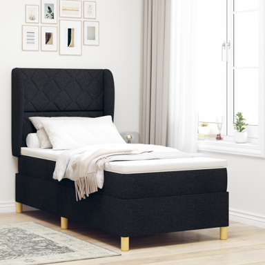 Box Spring krevet s madracem, crni, 90x200 cm