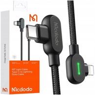 MCDODO Kutni kabel USB-C na Lightning, 90°, 1 m, LED