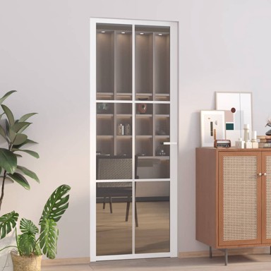 Unutarnja vrata, 76 x 201,5 cm, bijela, ESG staklo i aluminij