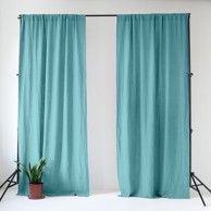 LINEN TALES Tirkizna lanena zavjesa 140x170 cm Coastal Blue 