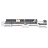 10-dijelni set vrtnih sofa bijeli od masivne borovine