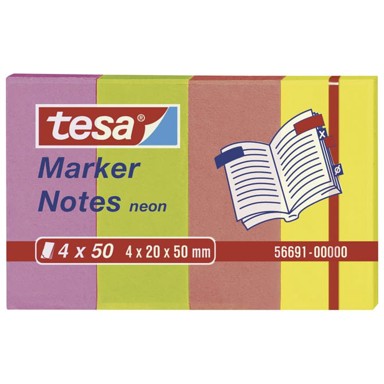 TESA Zastavice Marker Notes 56691, 20x50 mm, 4x50 listova, neon mix