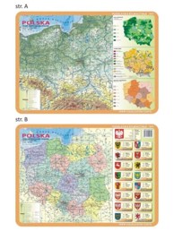 VSV Podloga za stol Poljska, geografska, administrativna i cestovna karta, dvostrana