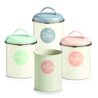 ZELLER Doza Tea, metalna, krem/antracit, 19341, vintage dizajn, s poklopcem i silikonskim brtvama