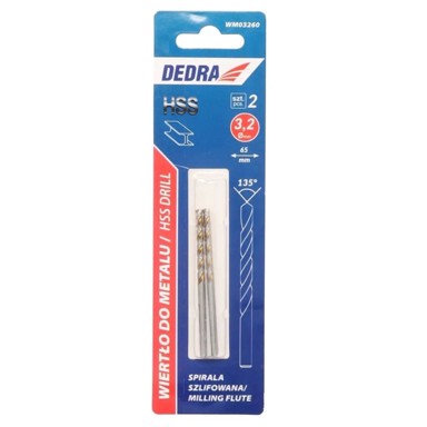 DEDRA Svrdlo za metal HSS 4341, 2,5 x 57 mm, 2 komada