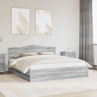 Krevetna konstrukcija 200 x 200 cm inženjersko drvo, siva sonoma