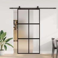 Klizna vrata s priborom od kaljenog stakla mat 102,5x205 cm crna