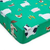 CATHERINE LANSFIELD Dječja plahta s gumom za bračni krevet 135x190 cm Farmyard Animals zelena