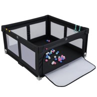 NORTHIX Sklopiva ogradica za bebe, 150x150 cm, s lopticama, crna