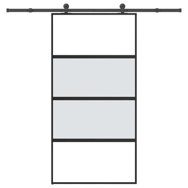 Klizna vrata s priborom 102,5 x 205 cm kaljeno staklo i aluminij mat i prozirno