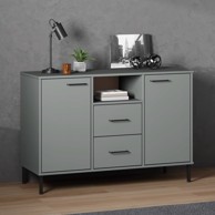 Komoda s metalnim nogama siva 113x40x77 cm masivno drvo OSLO