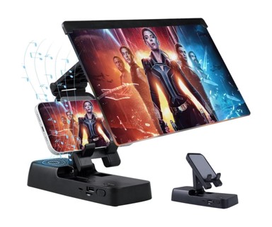 LUNIKS Povećalo za zaslon mobilnog telefona 9D, Bluetooth zvučnik, sklopivo