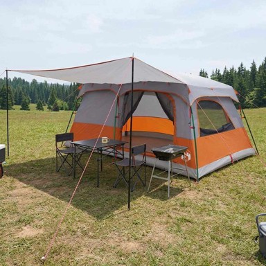 Obiteljski šator s krovom 500 x 400 x 230 cm, sivi i narančasti