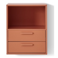 HAMMEL FURNITURE Noćni ormarić ciglasto crvene boje s 2 ladice 