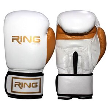 RING Rukavice za boks 12 oz kožne RS 3211, bijelo/zlatne