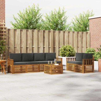 Set vanjskih sofa, drvo akacije, prirodna i antracit