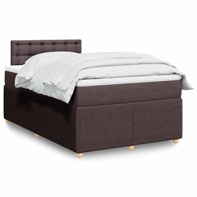 Krevet Box Spring s madracem, 120 x 190 cm, od tkanine, tamnosmeđi